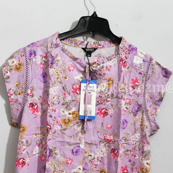 NWT Buffalo Women's Flutter Sleeve Blouse Top in pink - Picture 3 of 5
